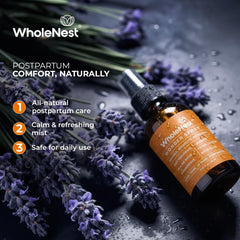 WholeNest Postpartum Essentials Multi-Use Perineal Spray packaging shows compact design.
