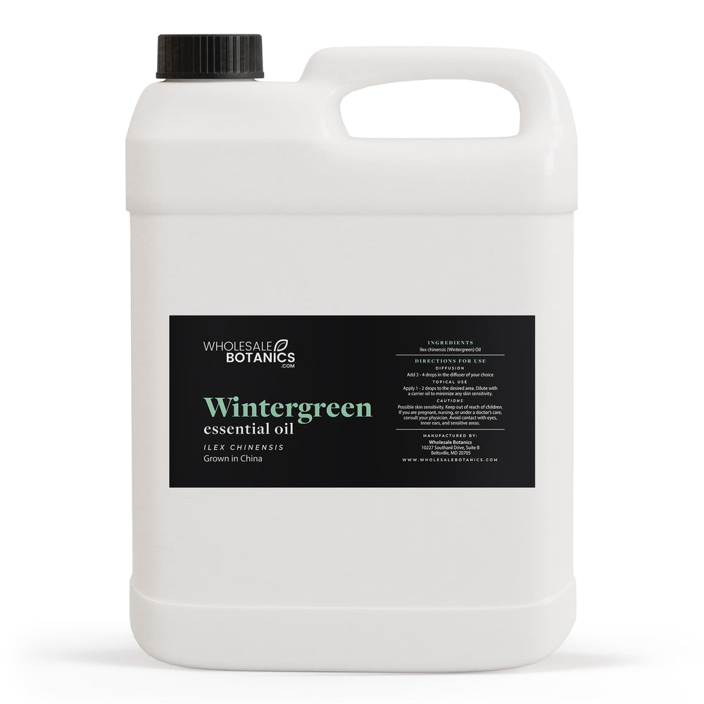 Wholesale Botanics Wintergreen essential oil label closeup signals purity and care.