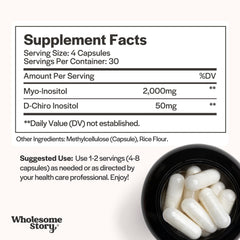 Wholesome Story 40:1 ratio label highlights Myo-Inositol and D-Chiro Inositol content