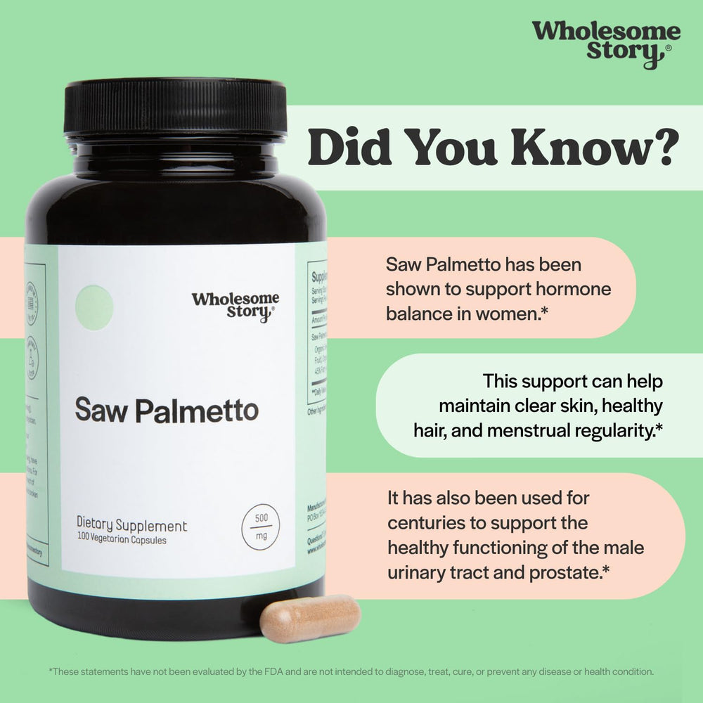 Wholesome Story Saw Palmetto packaging with 100-day supply