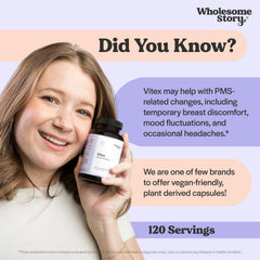 Wholesome Story Vitex packaging emphasizing a 120-day supply for convenient use