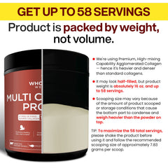 Wholesome Wellness collagen powder scoop over a smoothie for daily use.