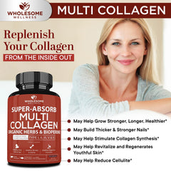 Wholesome Wellness Super-Absorb label shows GMP and third-party testing.