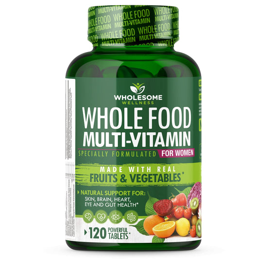 Wholesome Wellness multivitamin for women bottle front supports daily nutrient intake