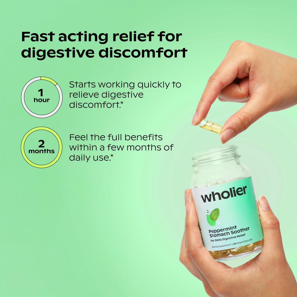 Wholier glass bottle close-up highlighting clean vegan formula