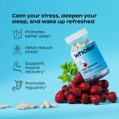 Wholier Night Minerals ingredients panel highlights magnesium and botanicals.