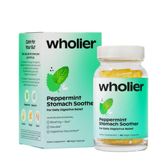 Wholier peppermint oil bottle for gentle post-meal comfort