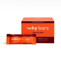 Why Bars Cherry Chia closeup reveals chia seeds for plant-based energy.