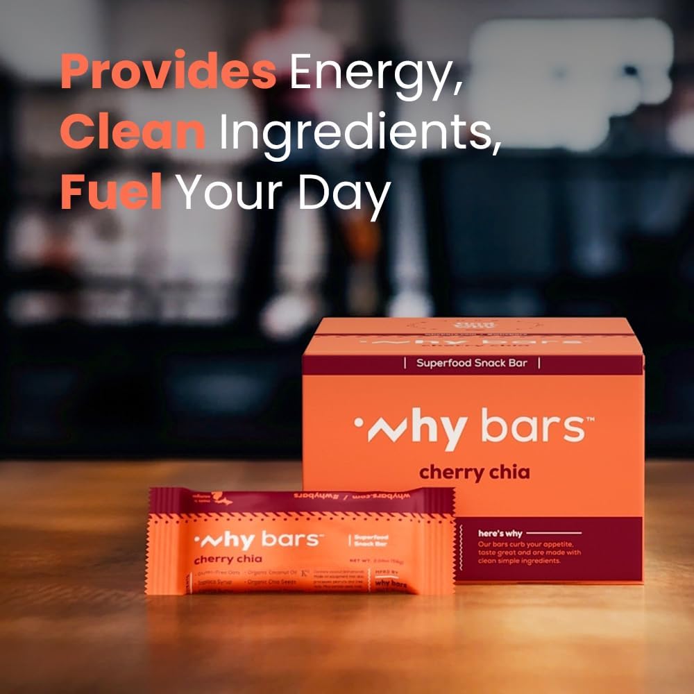 Why Bars Cherry Chia on-the-go bar ready for quick energy.