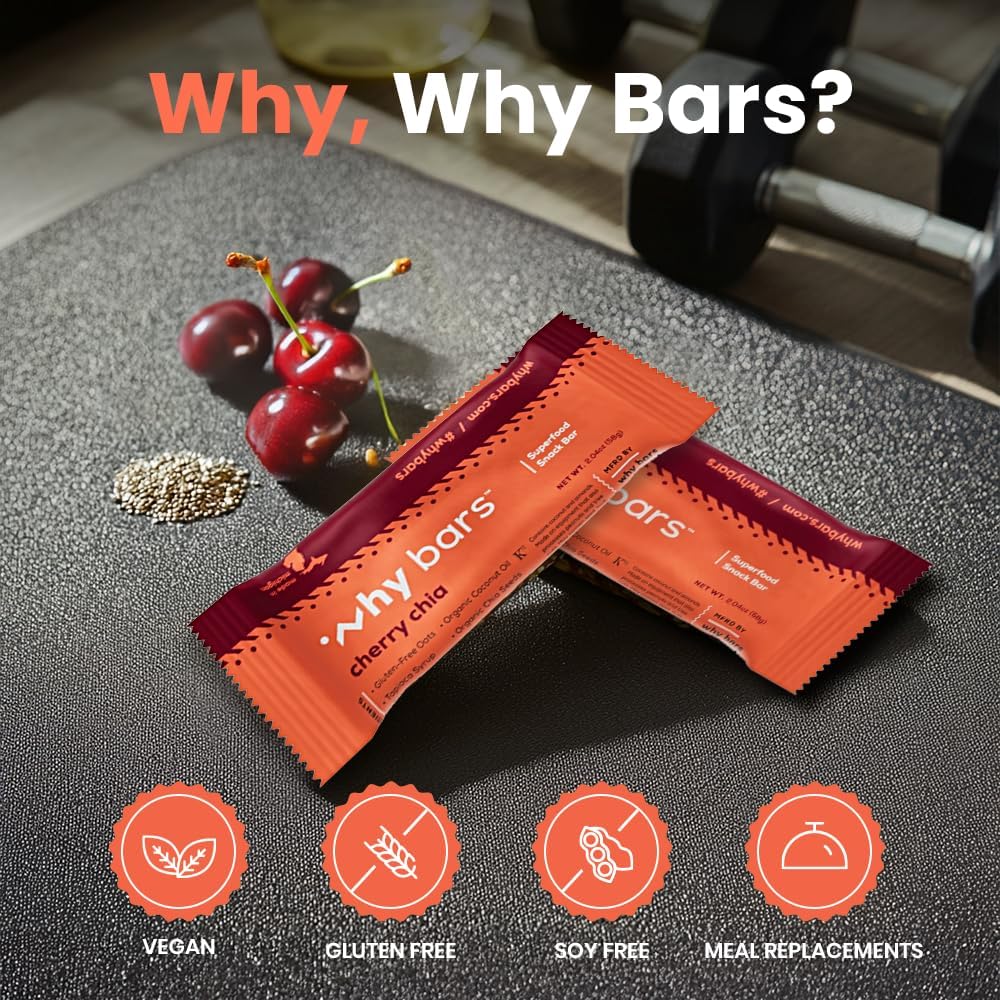 Why Bars Cherry Chia bar texture shows chewy bite and flavor.