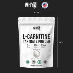 WHYZ L-Carnitine Tartrate Powder pour-friendly packaging supports quick preparation.