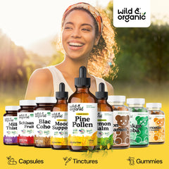 Wild & Organic Alcohol-Free tincture bottle emphasizing glycerin base