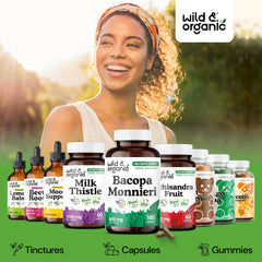Wild & Organic Bacopa Monnieri capsules in use during tasks to aid focus