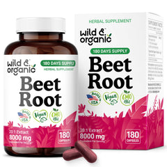Wild & Organic Beet Root Capsules bottle for easy daily wellness.