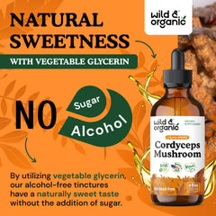 Wild & Organic Cordyceps tincture vegan glycerin-based base highlighted