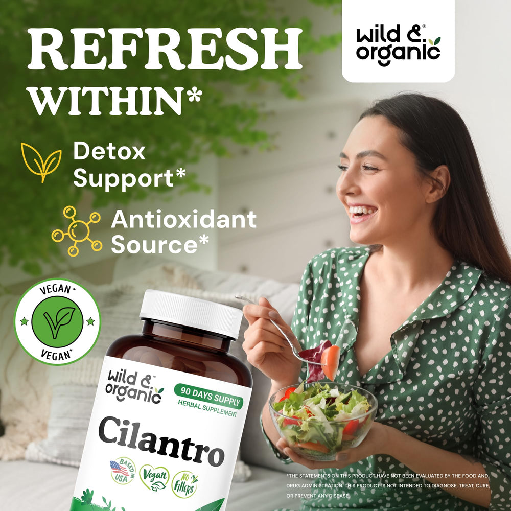 Wild & Organic coriander leaf extract image emphasizing antioxidant properties