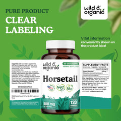 Wild & Organic Horsetail Capsules close-up of capsules suggests easy daily use.