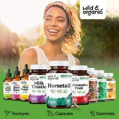 Wild & Organic Horsetail Capsules 2-month supply batch photo conveys value.
