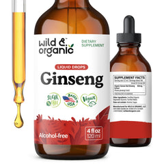 Wild & Organic Korean Panax Ginseng bottle pour for convenient daily dosing