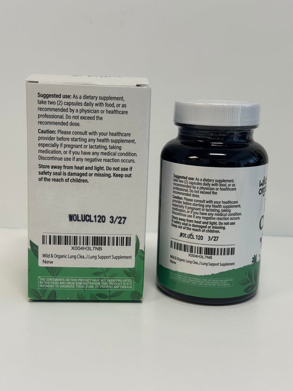 Wild & Organic Lung Cleanse bottle with 60-day supply claim.