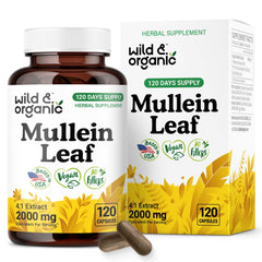 Wild and Organic Mullein Capsules bottle for daily lung support