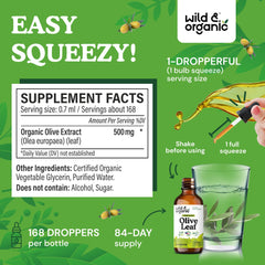 Wild & Organic olive leaf liquid base image highlighting glycerin sweetness