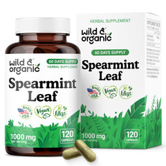 Wild and Organic Spearmint capsules bottle front for daily digestive support