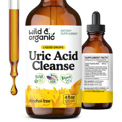 Wild & Organic Uric Acid Cleanse bottle for daily uric acid balance support.