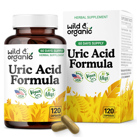 Wild & Organic Uric Acid Formula capsules with 1200 mg herbal blend for daily support