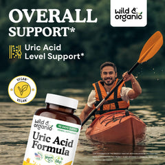 Wild and Organic Uric Acid Formula capsules close-up highlights quality and smooth intake.