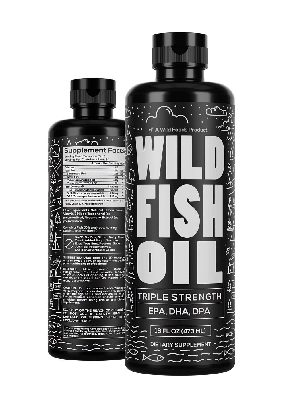 Wild Foods Liquid Omega-3 Lemon bottle showcases triple-strength formula for daily wellness