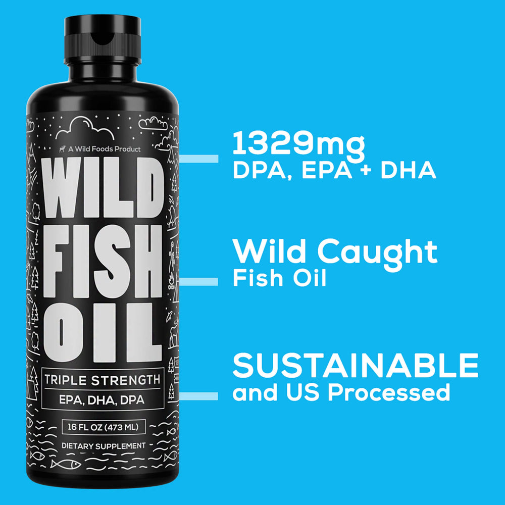 Sustainability theme with Wild Foods Omega-3 Lemon bottle on store shelf