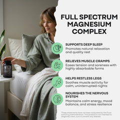 Wild Foods magnesium label closeup; shows seven magnesium forms and fulvic minerals.