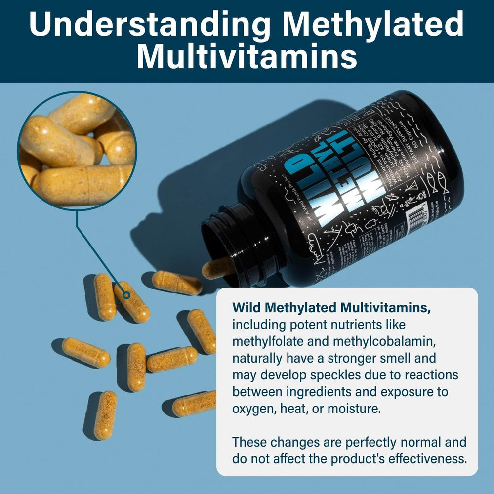 Ingredient label on Wild Foods multivitamin showing key nutrients