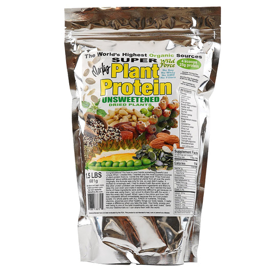 Wild Force Super Plant Protein powder with pine nuts and durian for a nutrient-rich shake.