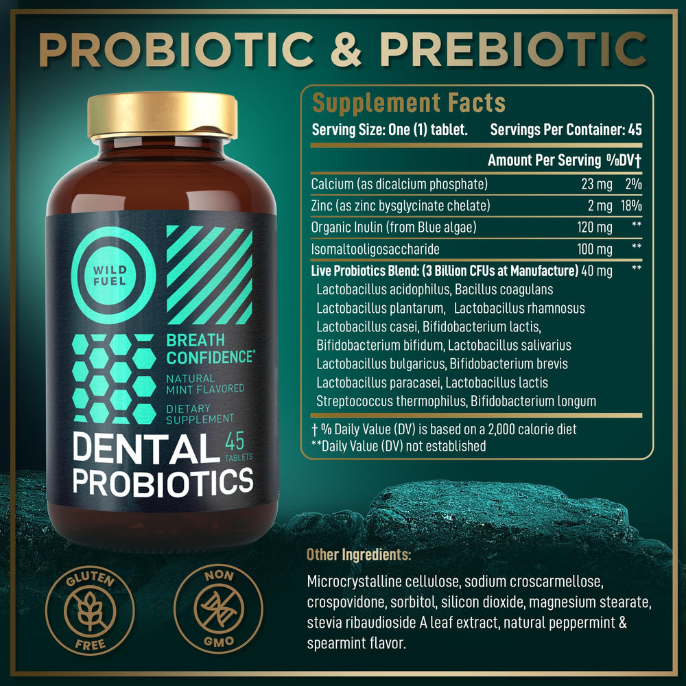 WILD FUEL lactobacillus salivarius tablet for targeted dental health and long-lasting fresh breath
