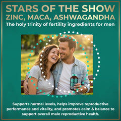 Wild Fuel maca-root capsules emphasizing support for male fertility goals.
