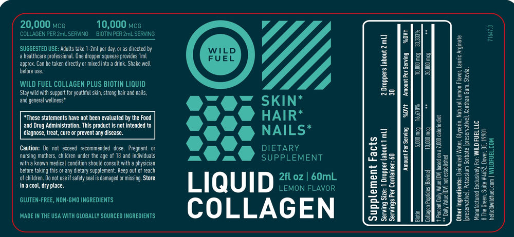 WILD FUEL collagen drops proudly made in the USA.
