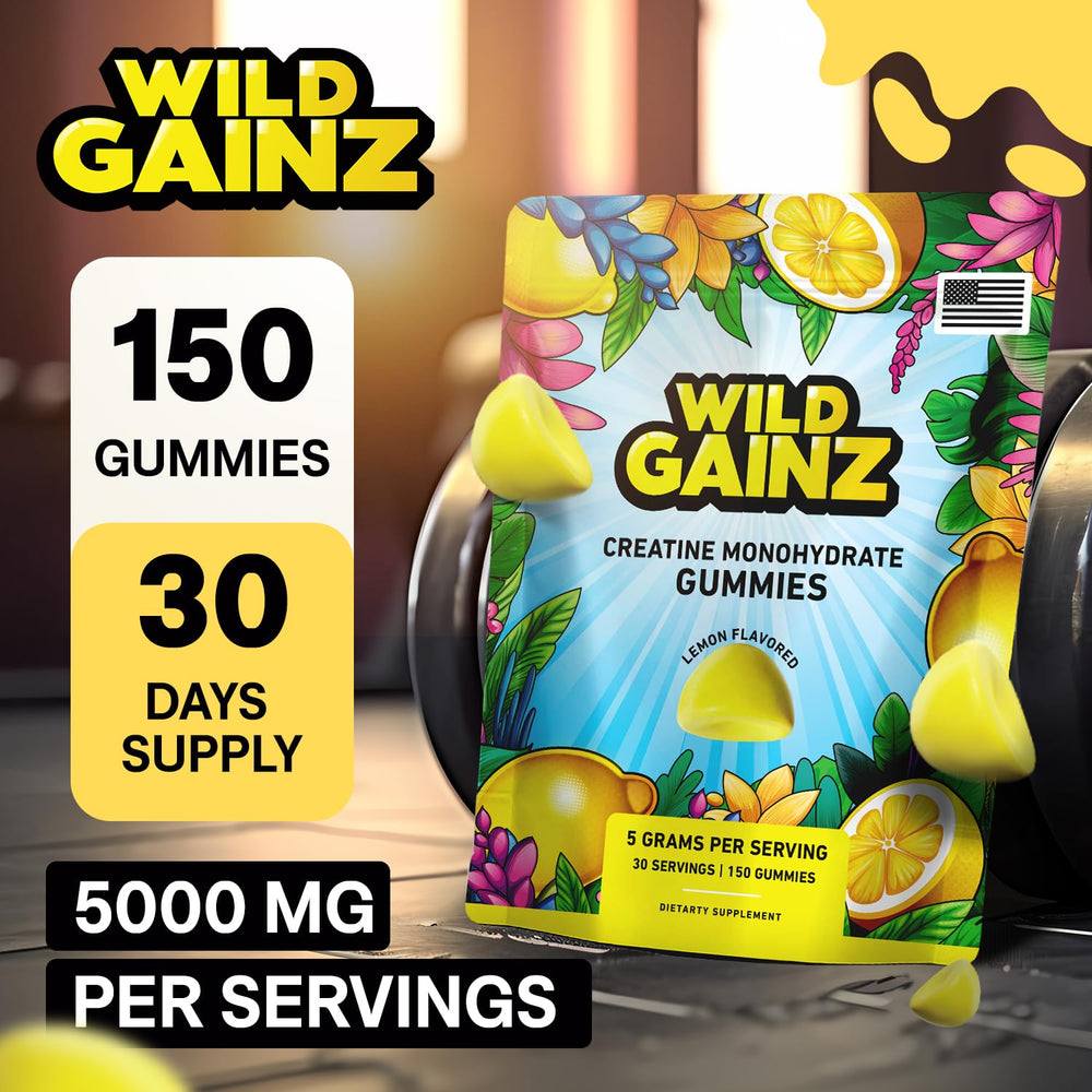 Wild Gainz gummies texture closeup reveals chewy form ideal for easy daily intake.