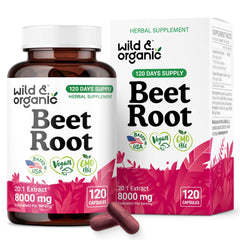 Wild & Organic Beet Root Capsules bottle front for daily wellness.