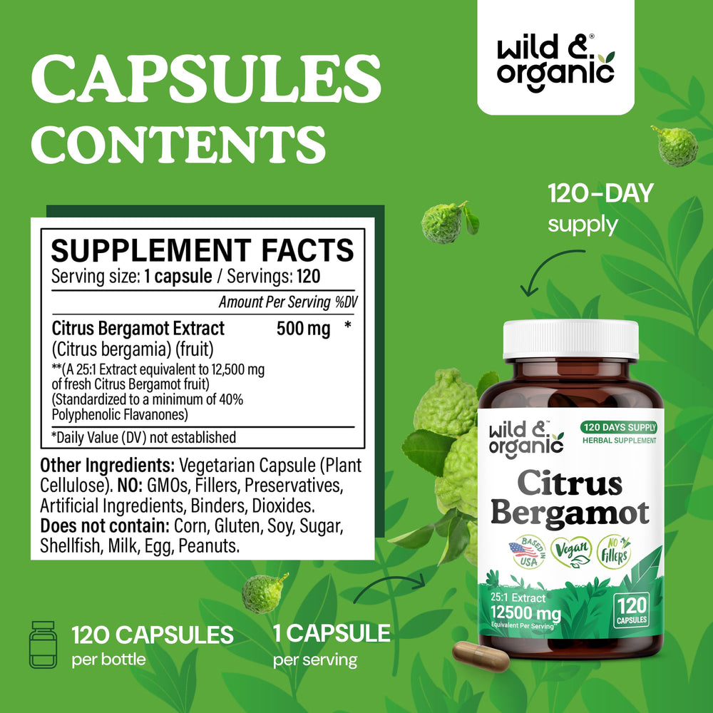 Wild & Organic citrus bergamot extract powder closeup on natural formula