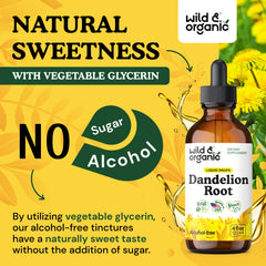 Wild & Organic label and drops emphasizing natural sweetness without sugar