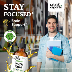 Wild & Organic Gotu Kola bottle closeup highlights the vegan formula.