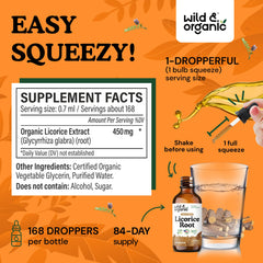 Closeup label on Wild & Organic tincture highlighting alcohol-free formula