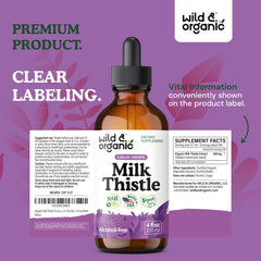 Wild & Organic Milk Thistle Liquid Drops on kitchen counter during wellness routine