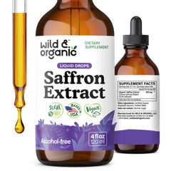 Wild Organic saffron supplement bottle labeled 88.5 mg extract for mood support