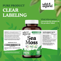 Wild & Organic Sea Moss capsules daily use concept supports routine wellness