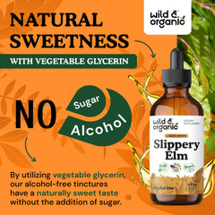 Wild & Organic slippery elm liquid drops serving suggestion illustration