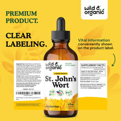Wild & Organic St Johns Wort tincture on shelf display for easy browsing