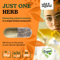 Wild & Organic supplement packaging emphasizes its 60-day supply and natural formula.